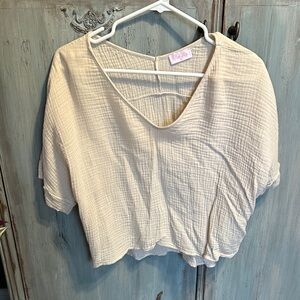 Pink Lily Cream Textured Blouse